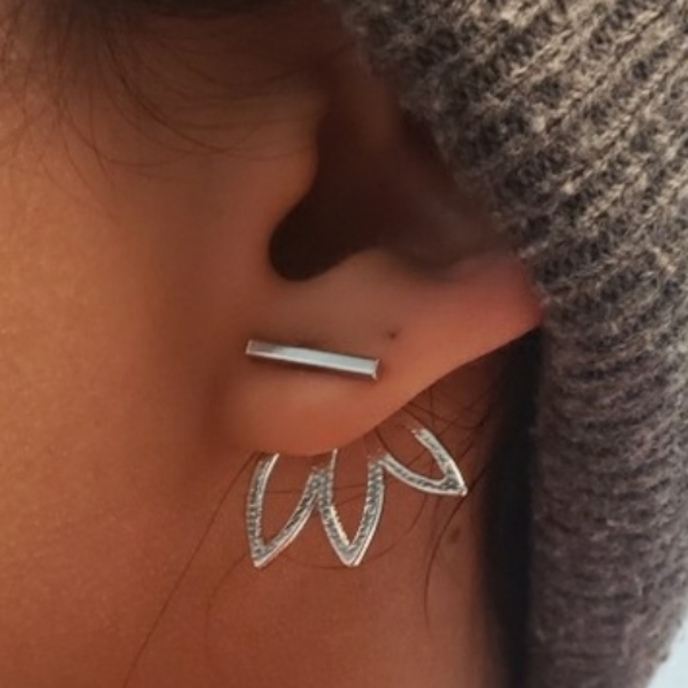 Silver Ear Jacket Earrings